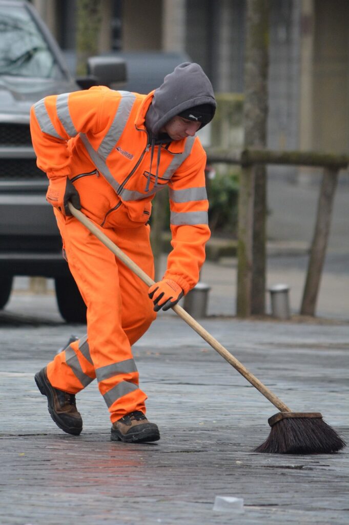 orange, brush, workman